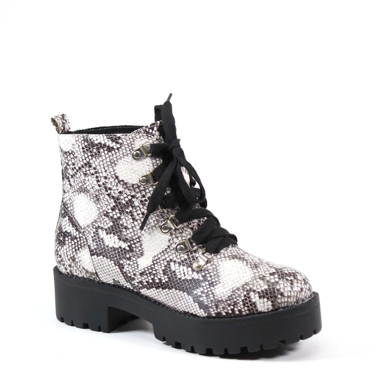  LONDON ANNA POLIS SNAKE COMBAT BOOT - Diba Shoes
