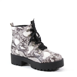  LONDON ANNA POLIS SNAKE COMBAT BOOT - Diba Shoes