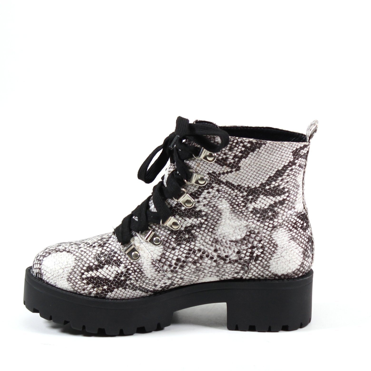  LONDON ANNA POLIS SNAKE COMBAT BOOT - Diba Shoes